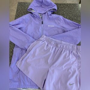Women’s NIKE/COLUMBIA Lined Jacket & Athletic Shorts, sz Large